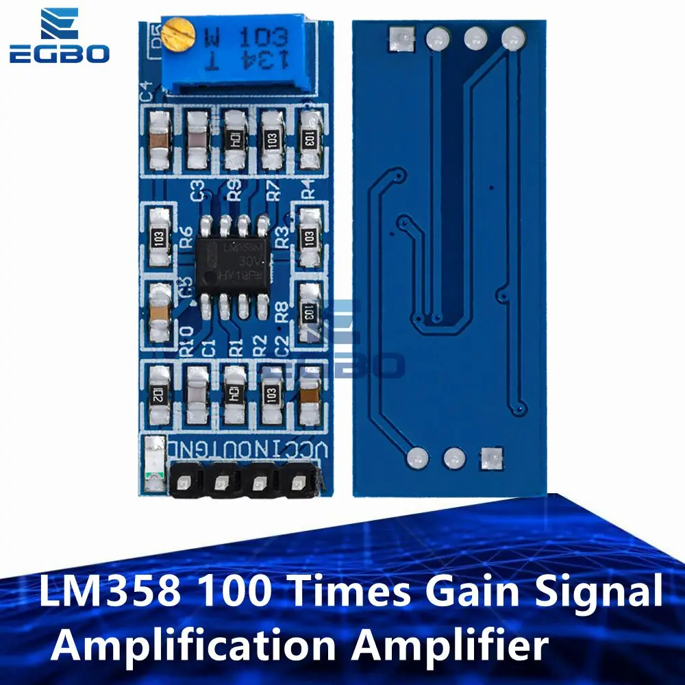 1PCS/5PCS/10PCS  EGBO LM358 100 Times Gain Signal Amplification Amplifier Operational Amplifier Module 5V-12V