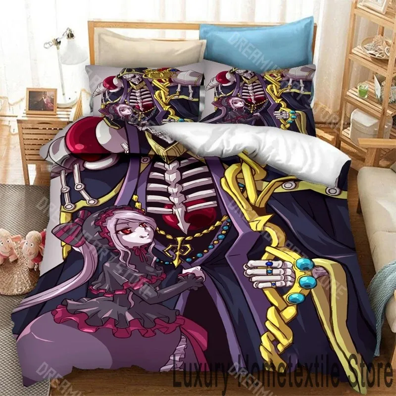 3D Printed Overlord Anime Bedding Set for Boys Girls Duvet Cover Pillowcase Twin Queen King Full Single Double Sizes