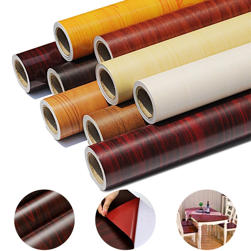 Adhesive Paper for Furniture PVC Wood Grain Wallpaper Vinyl Wall Stickers Home Decoration Living Room Kitchen Decor Bedroom Deco