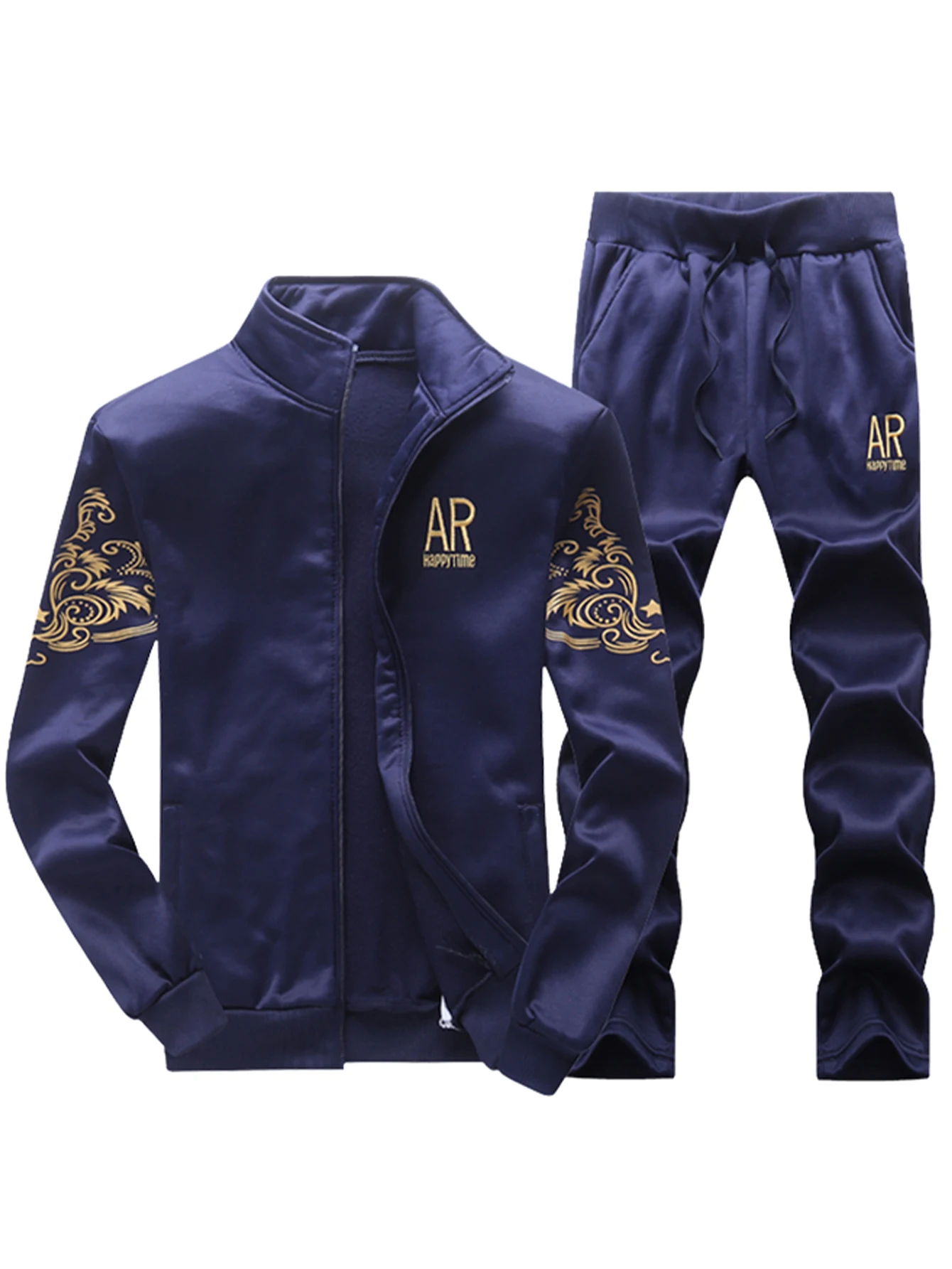 Conjunto de sudadera bordada de estilo europeo para hombre en primavera y otoño, traje deportivo informal de manga larga para adolescentes, velv fino