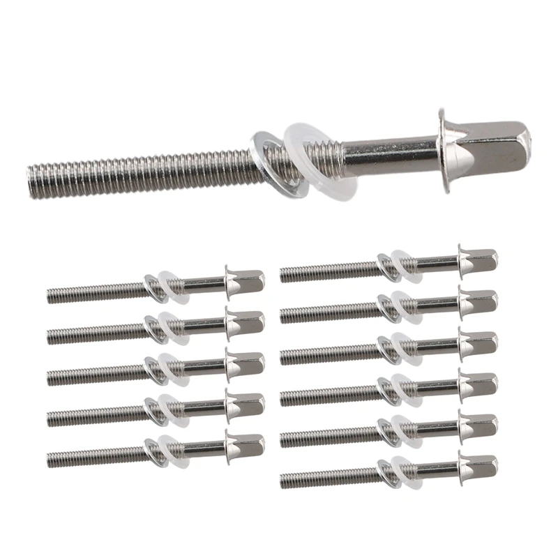 12Pcs Drum Tension Rods Tension Screws Bass Drum Screws Set Bass Snare Drum Accessories Drum Hardware