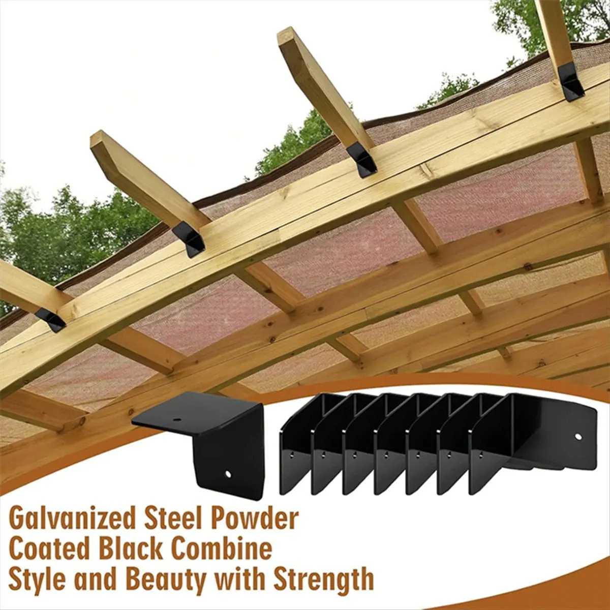 【مخزون】12 قطعة من مشابك أجهزة العريشة السوداء، دعامات رافتر لعريشة الخشب، شعاع الأخشاب، رافعة السقف B #5