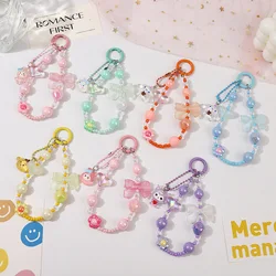 New Sanrio Kuromi Melody Hello Kitty Cinnamorol bead string phone chain luminoso bow bead string portachiavi bag decoration