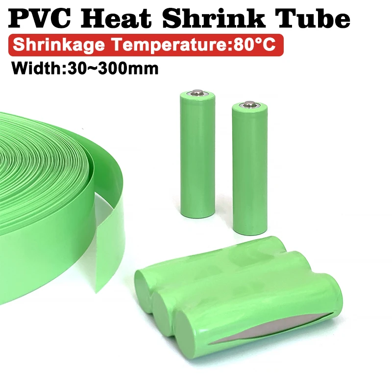 18650 Lithium Battery Heat Shrink Tube Width 24~205mm Li-ion Wrap Cover Shrink PVC Shrinkable Film Fruit Green Insulation Sheath