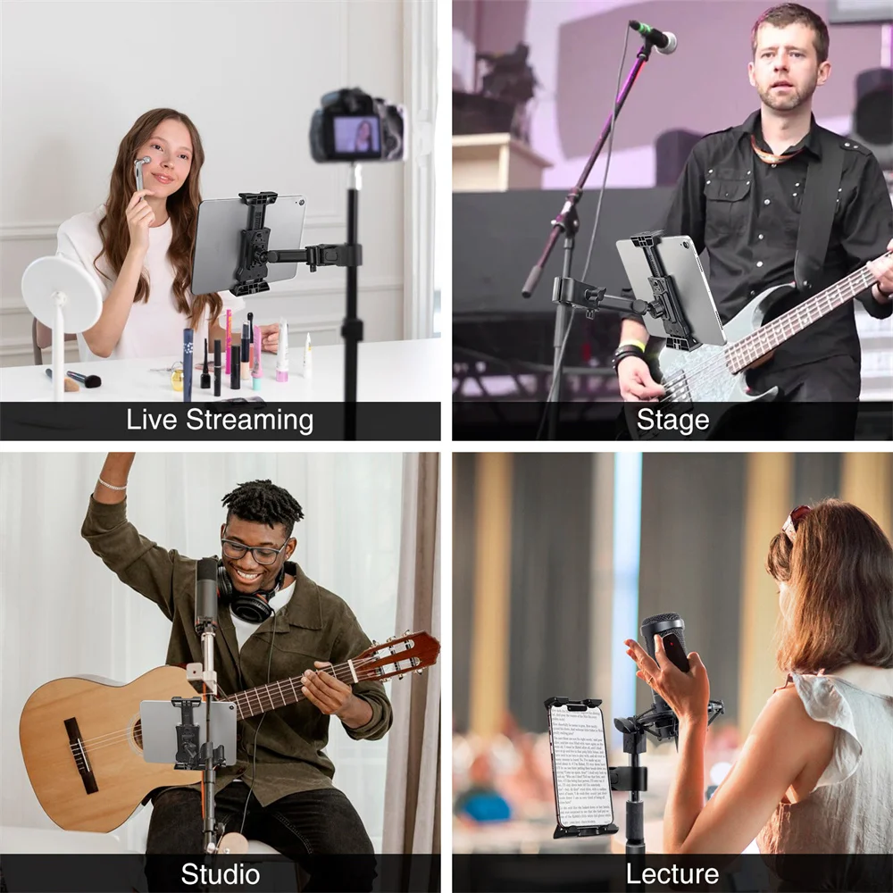 Universal tablet suporte do telefone clipe com super braçadeira suporte de telefone ajustável para ipad iphone 4.7-13.5 Polegada tablets & smartphones