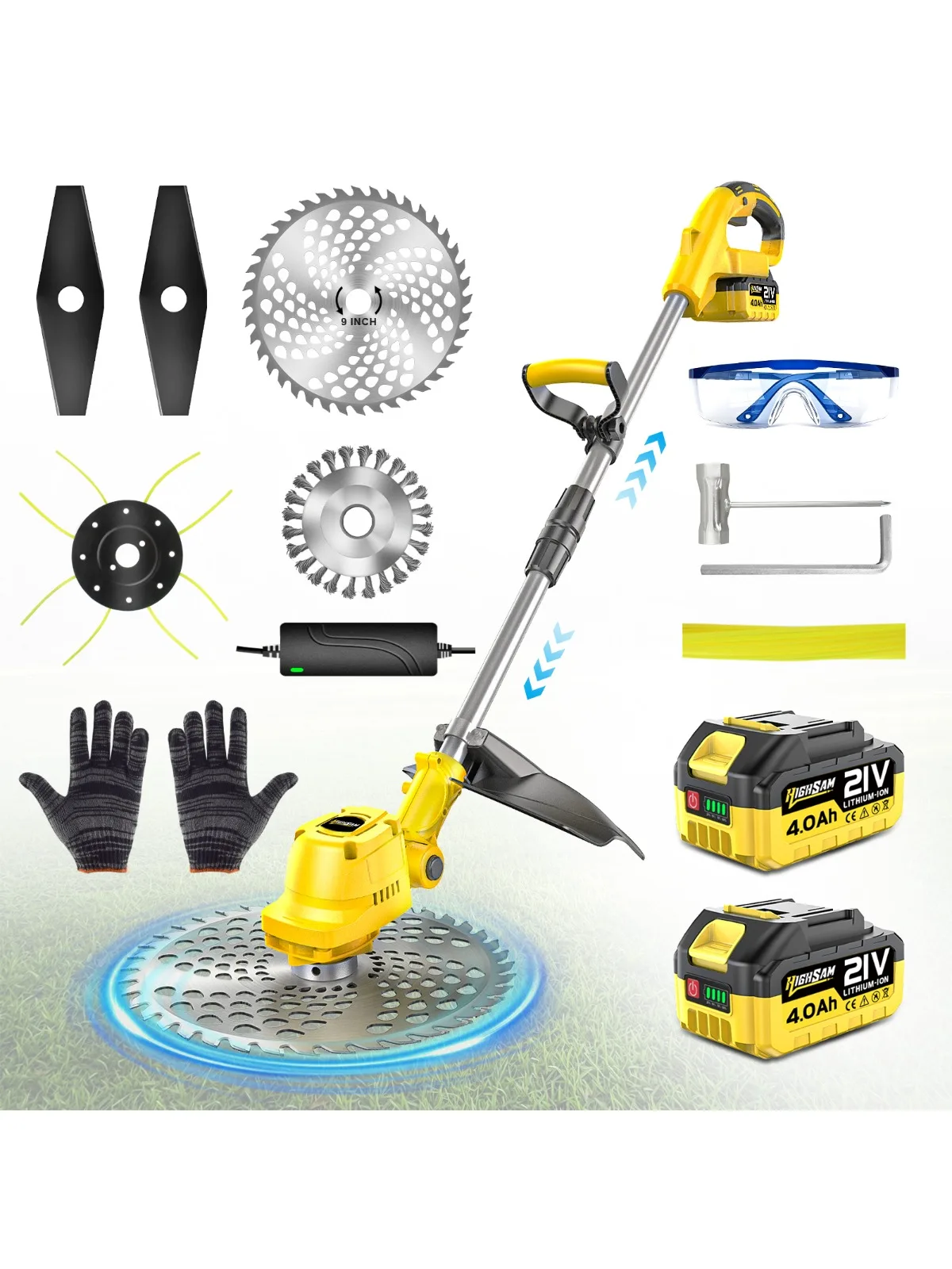 9 Inch Borstelloze Elektrische Grasmaaier Draadloze Grastrimmer Cutter Tuin Gras Snijden Trimmer Tool Voor Makita 18V Batterij Pin - afbeelding 2