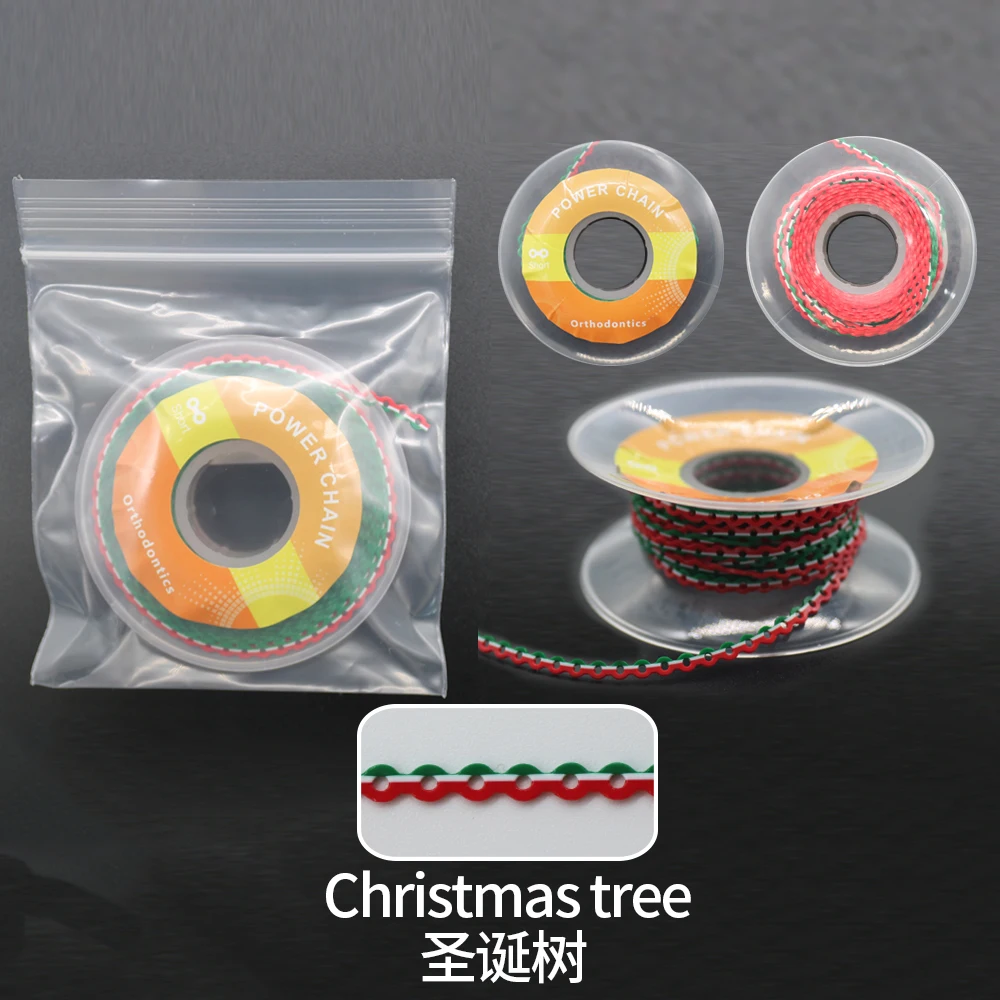 

1Roll 15Feet Dental Triple-Color Short Type Elastic Ultra Power Chain