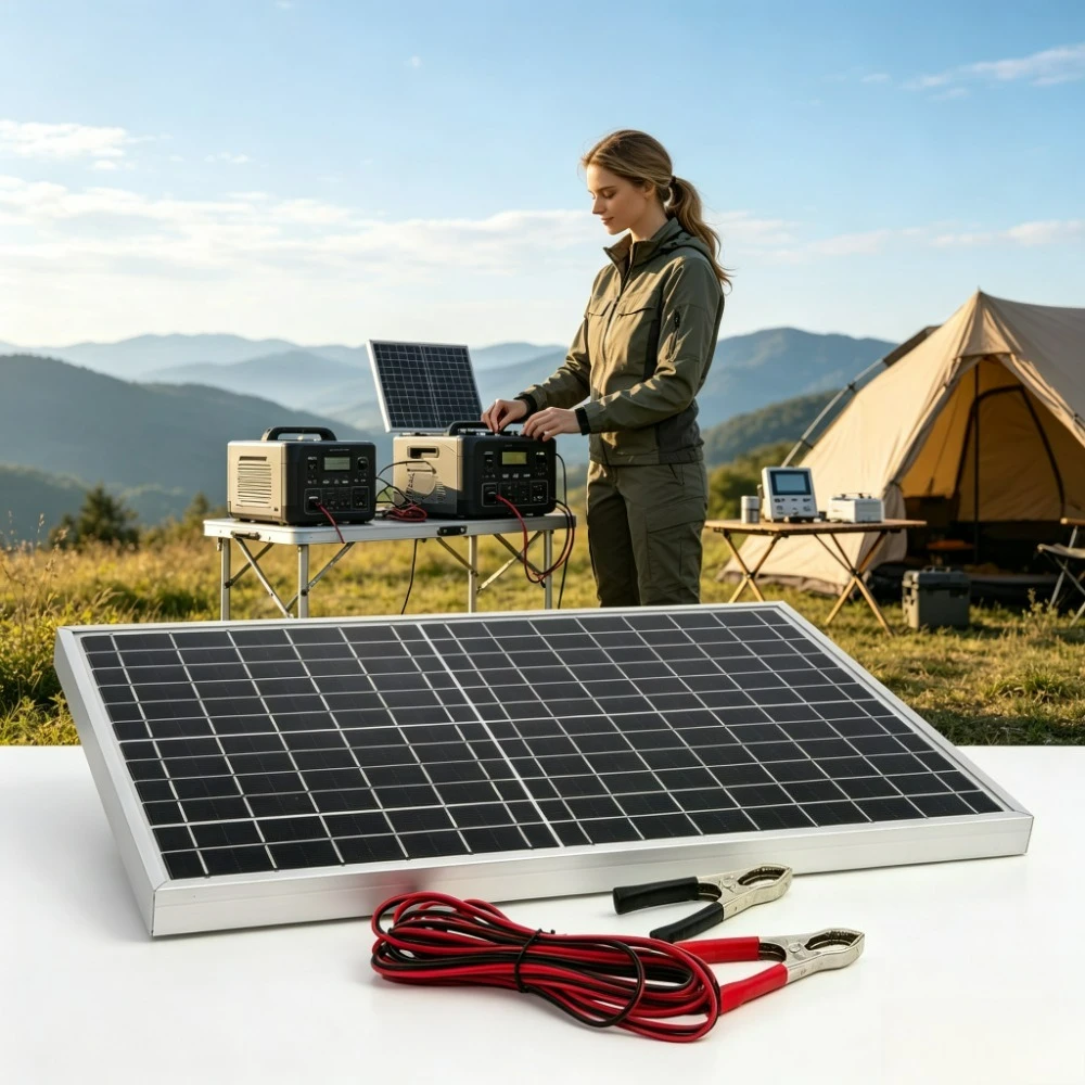 Durable Aluminum Frame 12W Monocrystalline Solar Panel Set 12V PWM Solar Charge Controller Alligator Clips Off Grid Portable