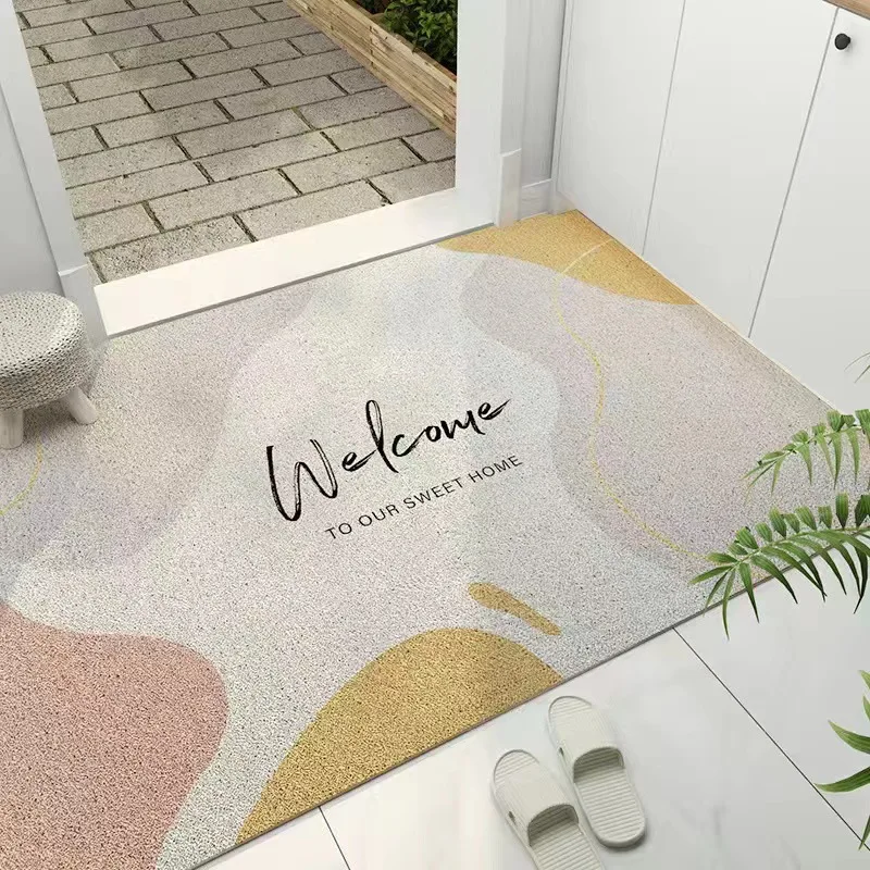 Welcome Entrance Door Mat PVC Material Non-Slip Carpet Silk Circle Scuffing Silk Ring Anti Slip Floor Mat Front Door Rug Mat