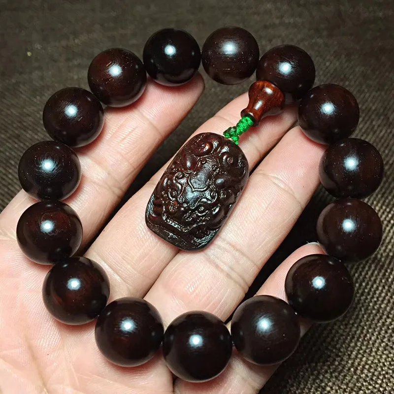 Small-leaf rosewood 1.5*15 beads Buddhist bracelet made from old material with gold specks, fine texture