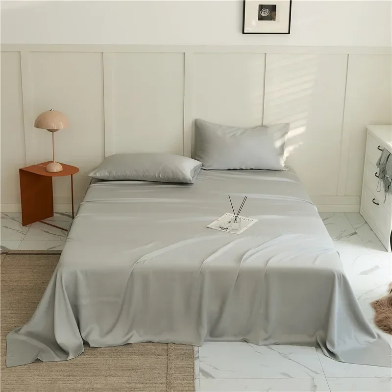 Solid color 1 piece Lyocell bed sheet, single piece, summer nude sleeping ice silk