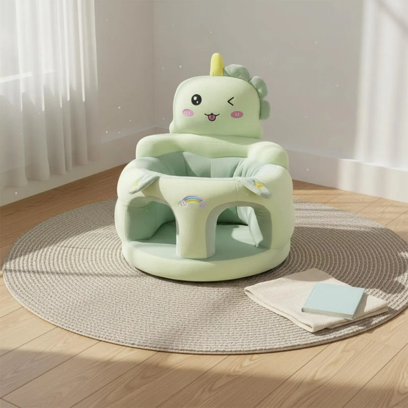 ソフトベビーソファ-背骨サポート-ハイバックベビーソファ-シットアップチェア-転倒防止デザイン-ソフト幼児用シート-肌に優しい幼児用シート