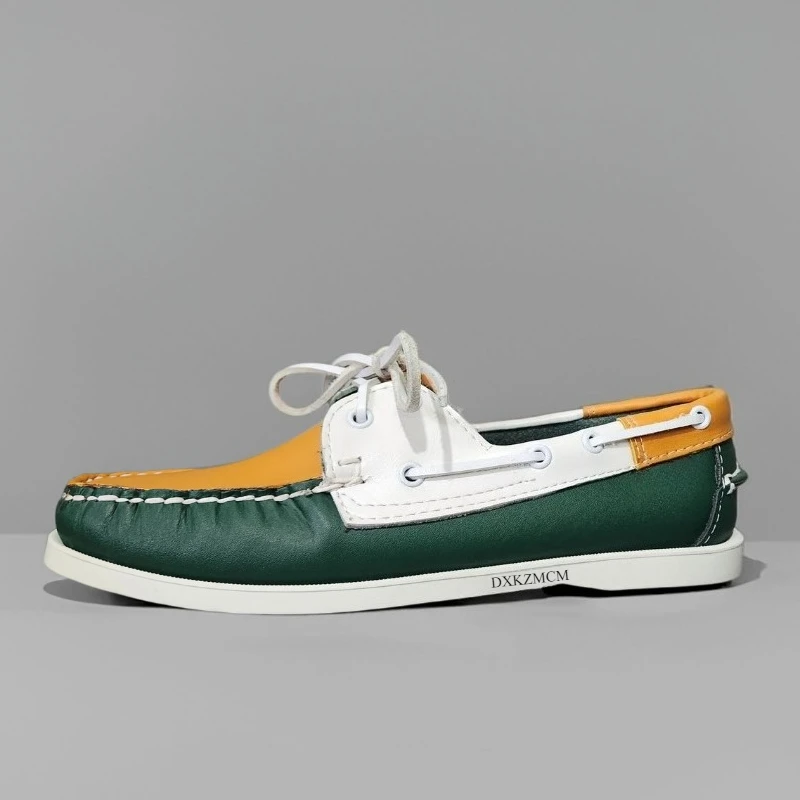 

Classic Loafers Men Full-Grain Leather Boat Shoes Footwear Men Casual Shoes Handsewn Brand Luxury Moccasins