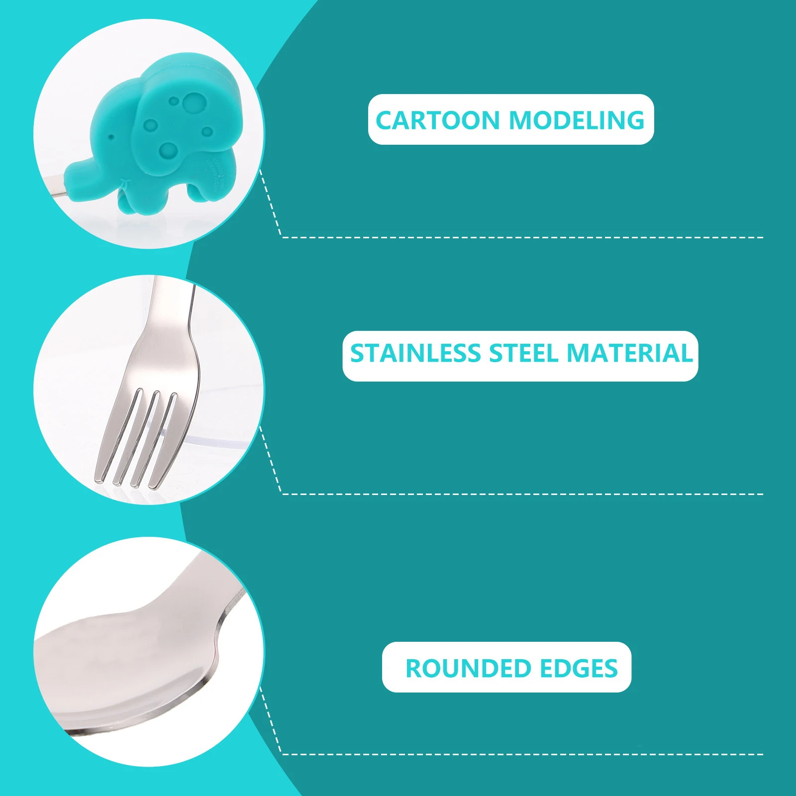 

Silicone Baby Spoons Forks Kids Training Tableware Cartoon Design Soft H Stainless Steel Learning Cutlery Safe Feeding Tool
