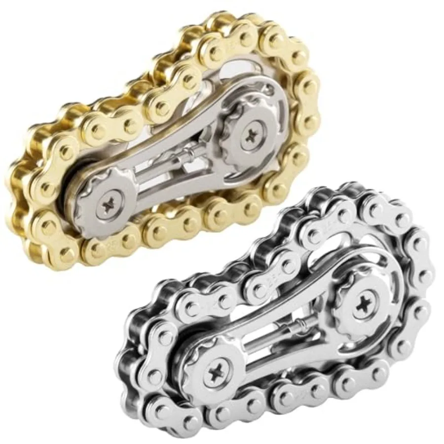 Quality Assurance 2 Pieces Bicycle Chain Gear Decompression Toy, and Adult Finger Spinning top, Cool Office, Travel, Meeting De