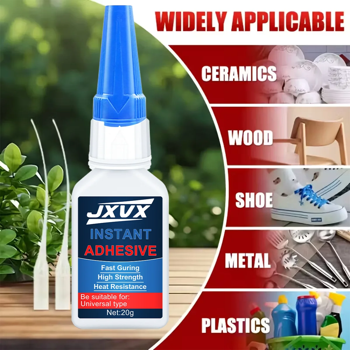 20 g schnell trocknender Sofortkleber, schnell klebender Cyanacrylat-Superkleber, Kunststoff/Keramik/Glas-Reparaturkleber, Mehrzweck-Kleberwerkzeug