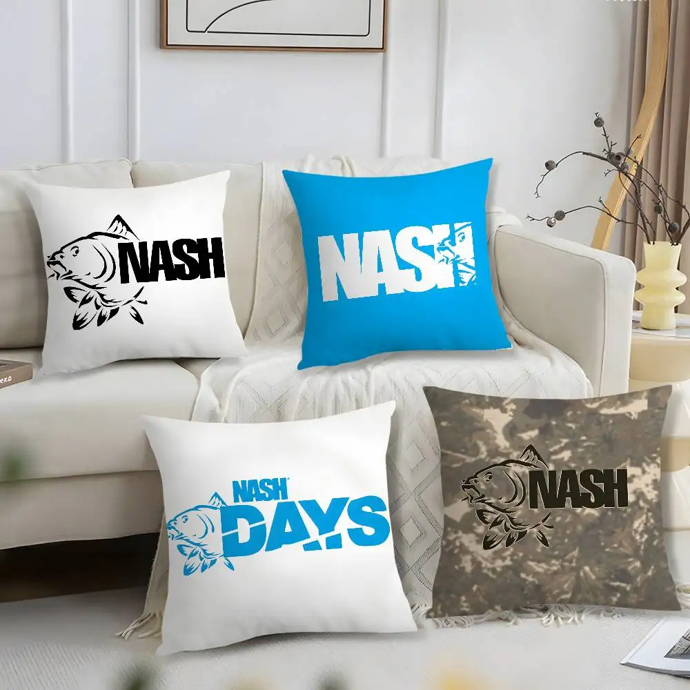 N-Nash Fishing logo Pillow Case Short Plush Print Cushion Cover Square Throw Pillow Covers Sofa Home Decor