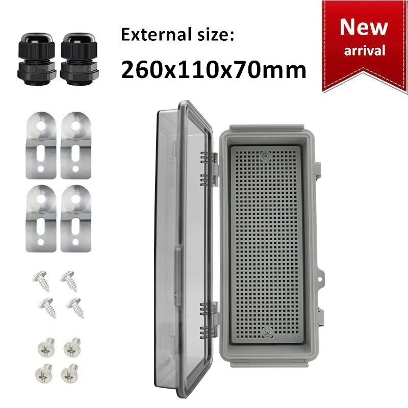 260x110x70mm IP67 Waterproof Terminal Block Connections Casing With 2 Pcs Cable Joints Electrical Equipments Storage Box