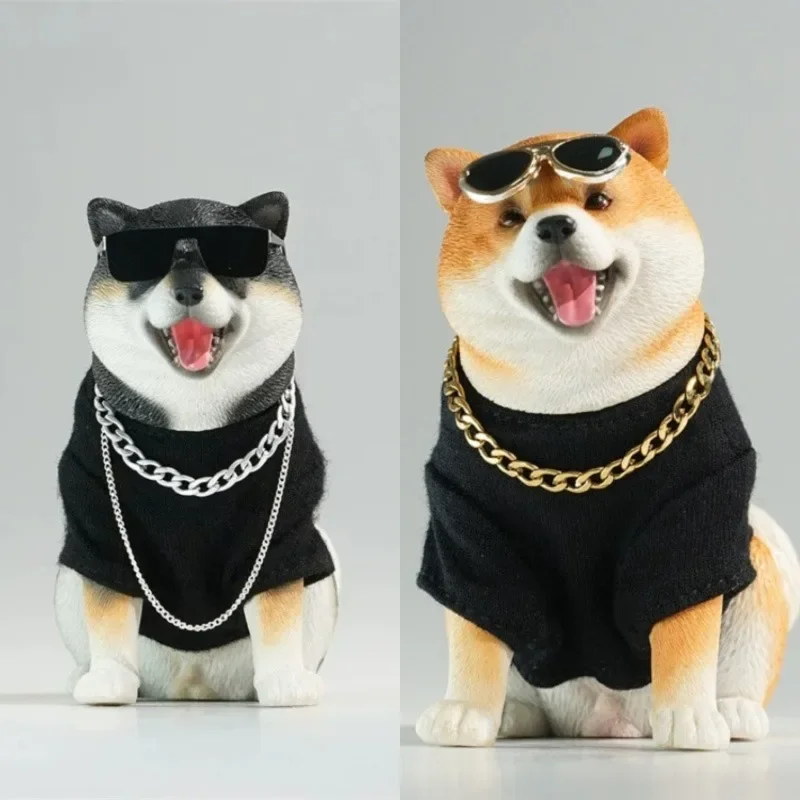 Presale D26091 1/6 Scale Resin Simulated Shiba Inu with Sunglasses Model Dog Model Fit Toy Figures Desktop Ornaments