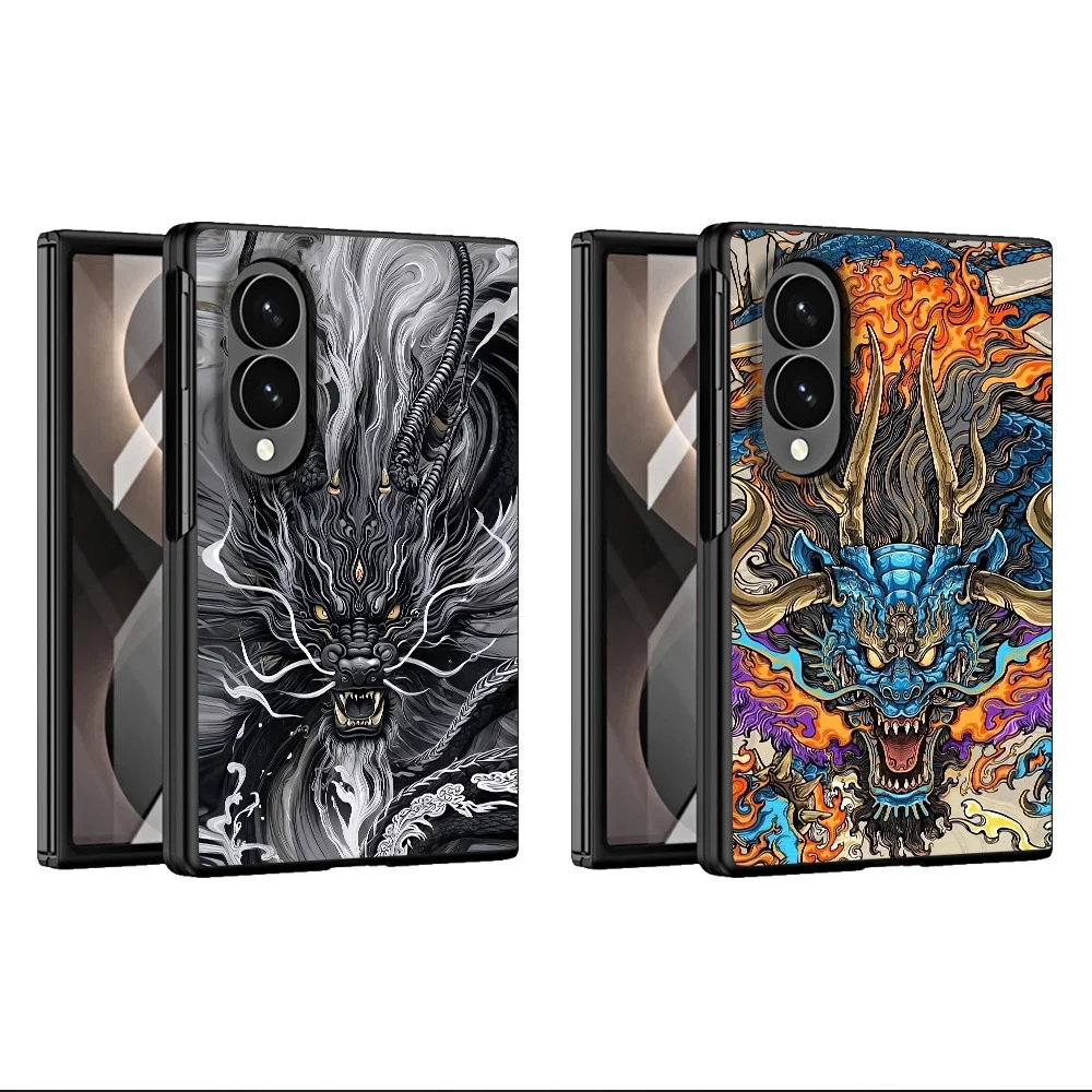 Chinese Blue Gold Dragon Phone Cover Case for Samsung Galaxy Z Fold8 Wide ZFold8 Ultra Z Fold 8