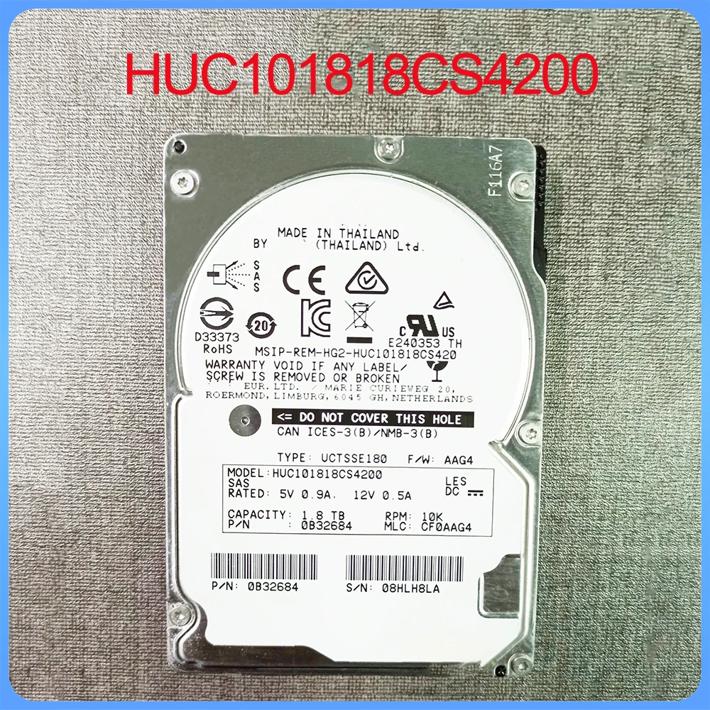 For HGST Hitachi HUC101818CS4200 2.5 Inch 10K 12Gb SAS Server Hard Disk