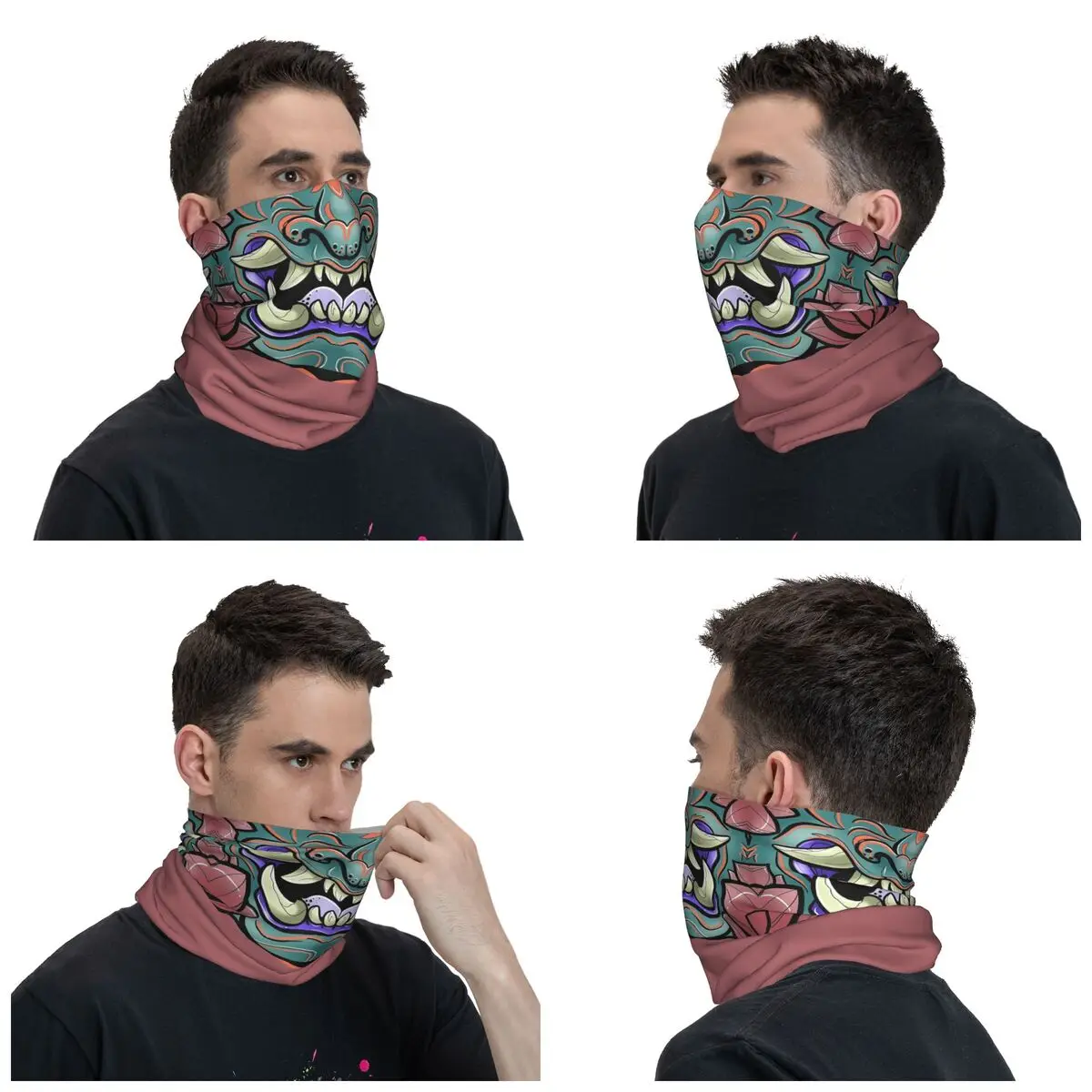 Awesome Samurai Oni Demon Bandana Neck Cover Japan Devil Anime Balaclavas Wrap Scarf Cycling Running Unisex Adult All Season