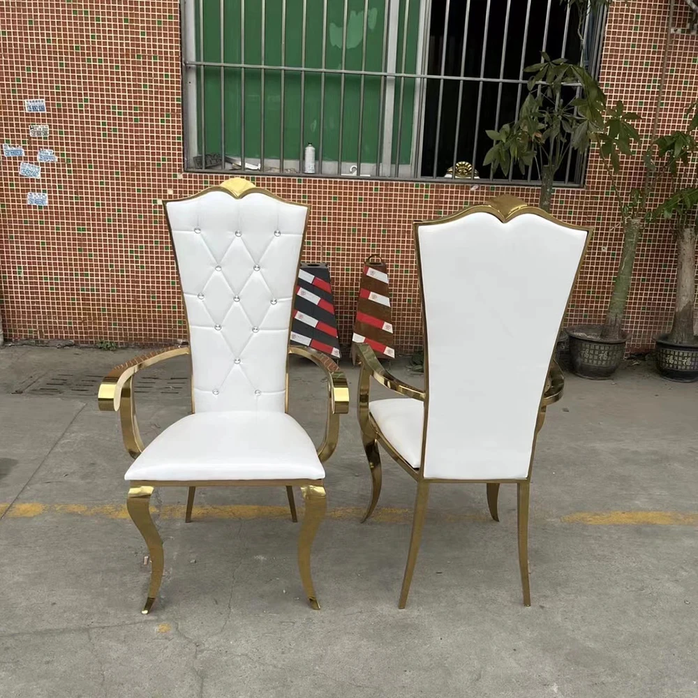 2-piece stainless steel chair set for banquet and wedding high back princess chair