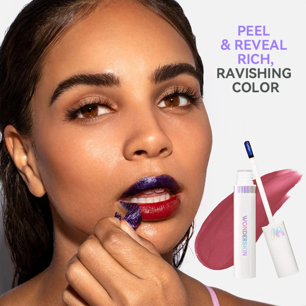 Wonderskin Peel Off Lip Stain, Reveal Lasting Waterproof Pink Gloss Tint, Transfer Proof, Non-stick Cup, Natural Cosmetics