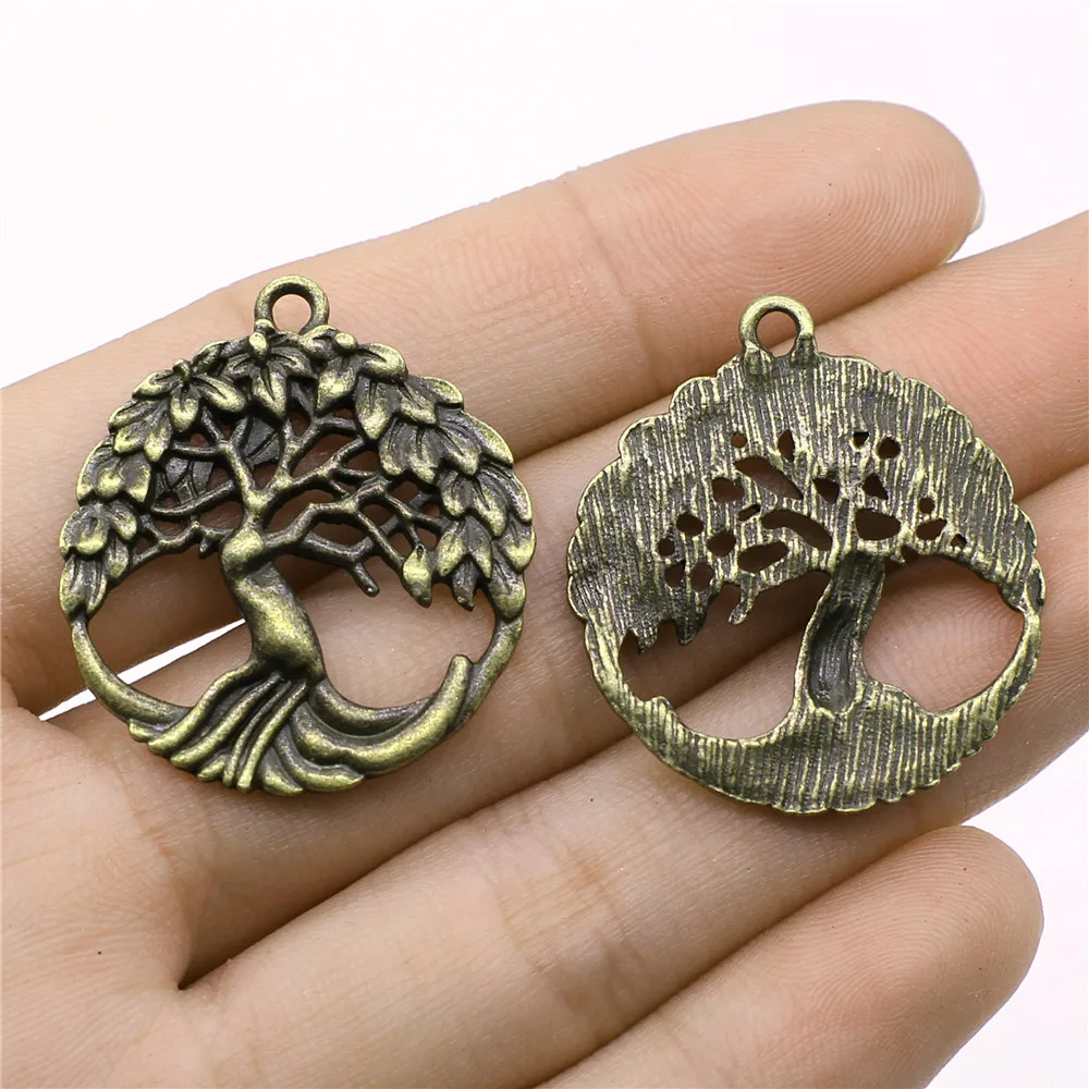 WYSIWYG 3pcs/lot Charms Tree DIY Jewelry Findings 2 Colors Antique Silver Color Antique Bronze Plated 29x32mm Tree Charms