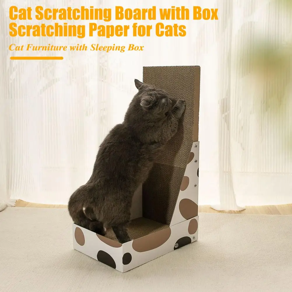 Scratching Paper for Cats Vertical L-shaped Cat Scratching Board with Box Indoor Cat Scratcher Lounger Furniture for Cats