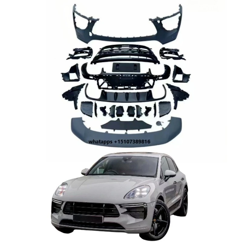 

New Clip-on Front Bumper Bodykit with Grille Upgrades Includes Clips for Macan Turbo SD Models 2018-2021