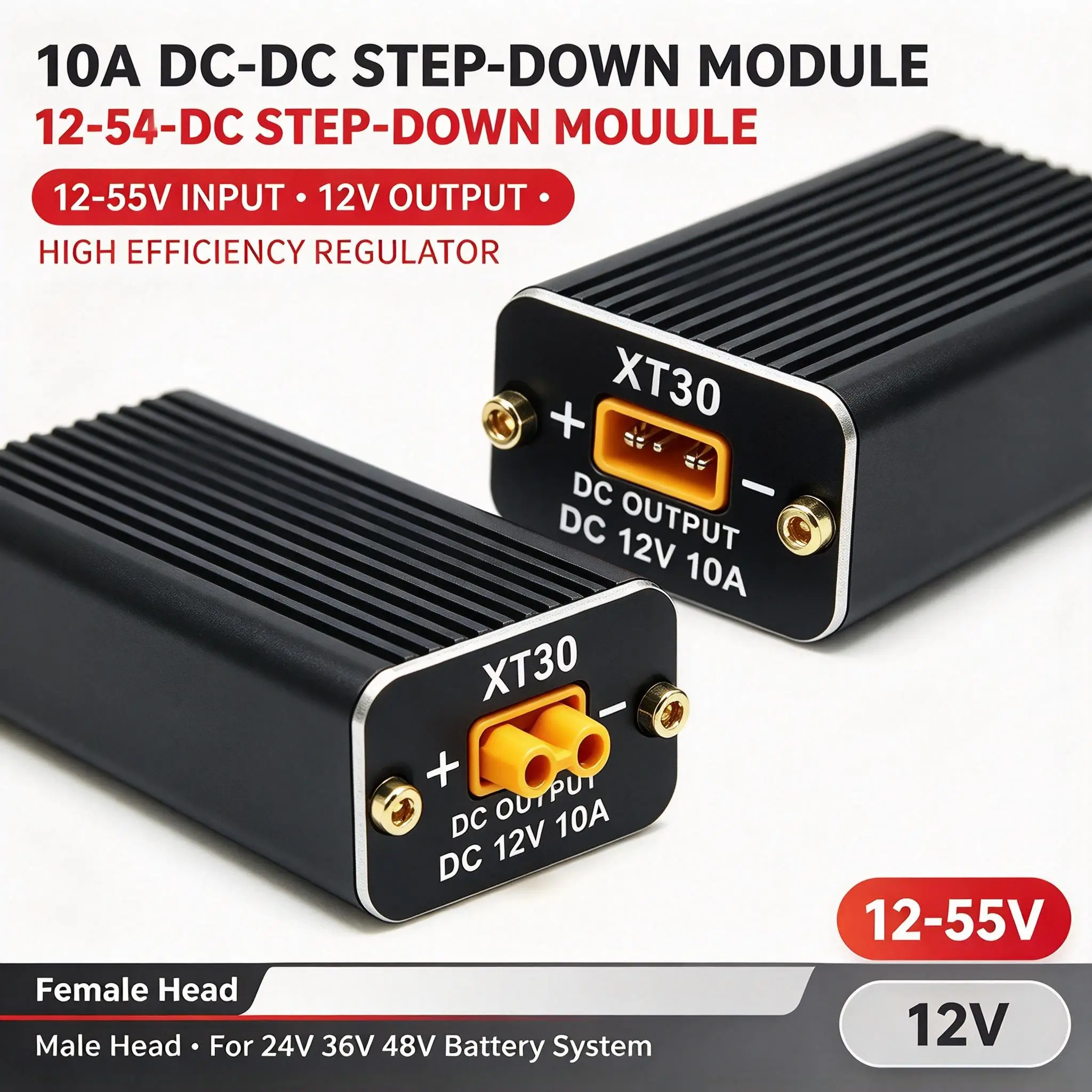 DYKB 10A DC-DC Buck Converter 12-55V To 12V Step-Down Power Supply Module Voltage Regulator For 24V 36V 48V Battery Car Solar