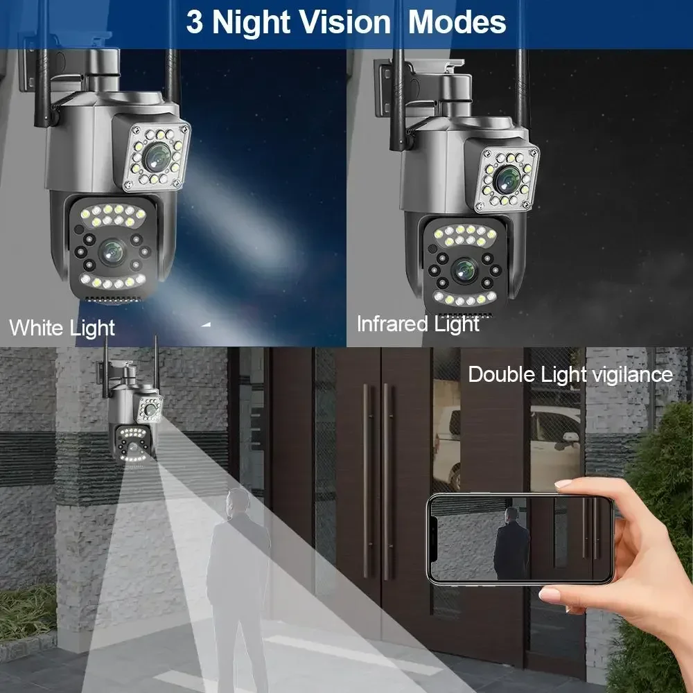 Outdoor IP66 Waterproof Night Vision Security Camera Two-way Intercom AI Mobile Tracking  HD 4MP WIFI IP CCTV