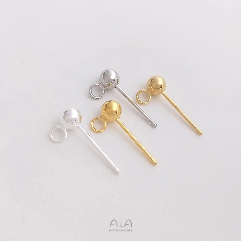 

Color Open Hanging Ring Doudou Stud Earrings With Rings Silver Needle 14K Gold 18K Gold DIY Bead Needle Earrings Material