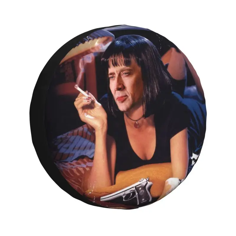 

Custom Nicolas Cage Pulp Fiction Meme Spare Wheel Tire Cover for Honda CRV Jeep SUV Trailer Vehicle Accessories 14" 15" 16" 17"