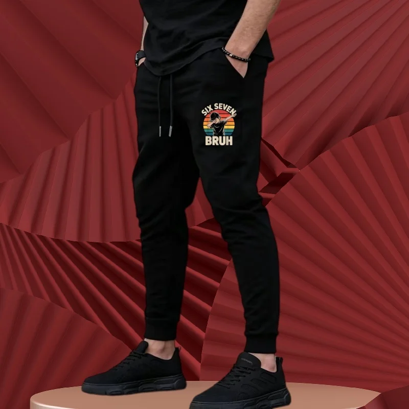 Picture 6: Navy Blue Men's Jogger Pants Multicolor Badge Print Drawstring Elastic Waist Streetwear Pants
