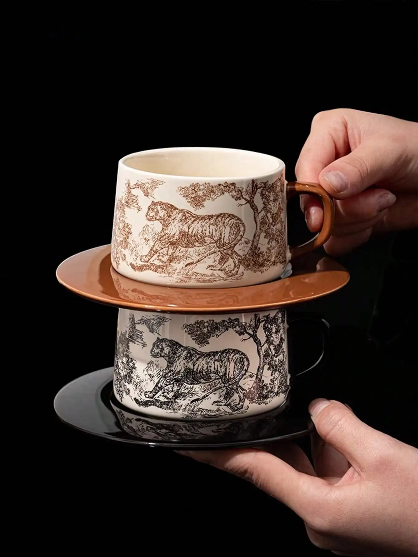 Vintage Luxury Ceramic Coffee Cup and Saucer Set