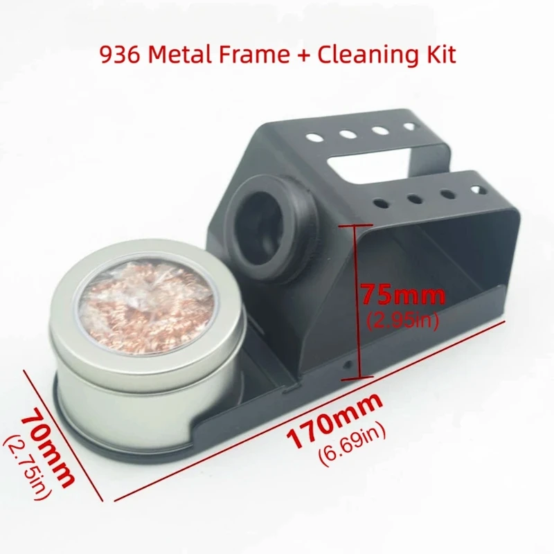   Metal Soldering Iron Stand with Tip Cleaner Cup, 17x7x7.5cm Rest Set for Repair Table, Circuit Service and DIY Soldering Tasks