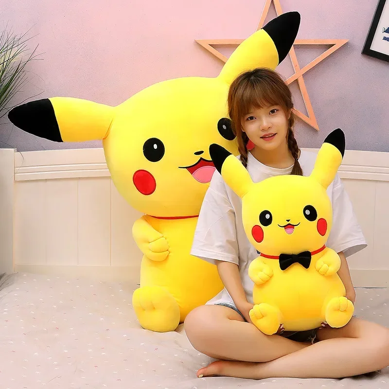 Pokemon Big Size 80cm Pikachu Plush Toy Kawaii Anime Yellow Elf Plush Doll Soft Stuffed Cartoon Doll Birthday Gift for Kids Girl