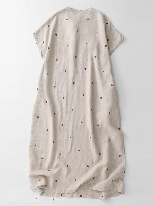 Retro Artistieke Print Linnen Katoen Dames Zomer Nieuwe Chinese Sle Nationale Wind Schuine Flap Button Dr A-lijn Midi Rok