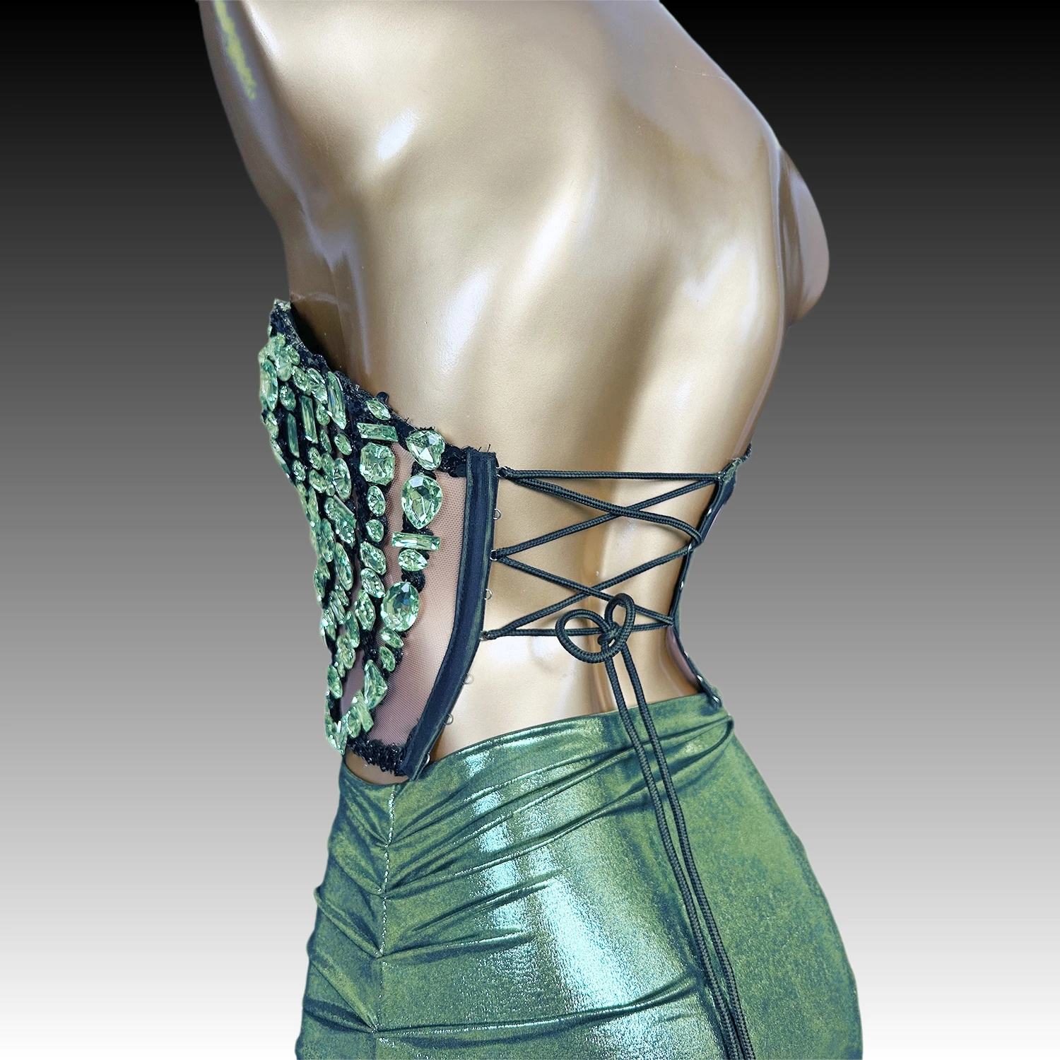 Minigonna Sexy con fasciatura superiore 2 pezzi Set donna strass scintillanti cena sera Prom festeggia il vestito fotografico della festa di compleanno