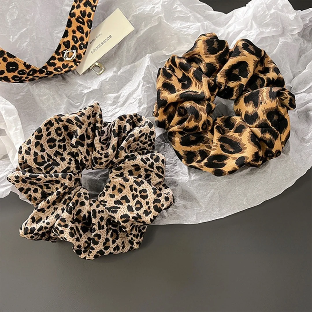 Leopard Print Scrunchies Hair Tie Hair Rope High Elasticity Elastic Hair Band Ponytail Holder Elegant Women Hair Accessories