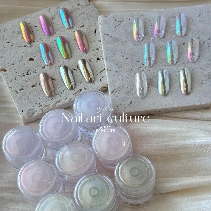 9 Colors Rainbow Aurora Sky Realm Moonlight Powder Glitter Chrome Women's Nail Art Powder Sparkling Powder Nail Accessories
