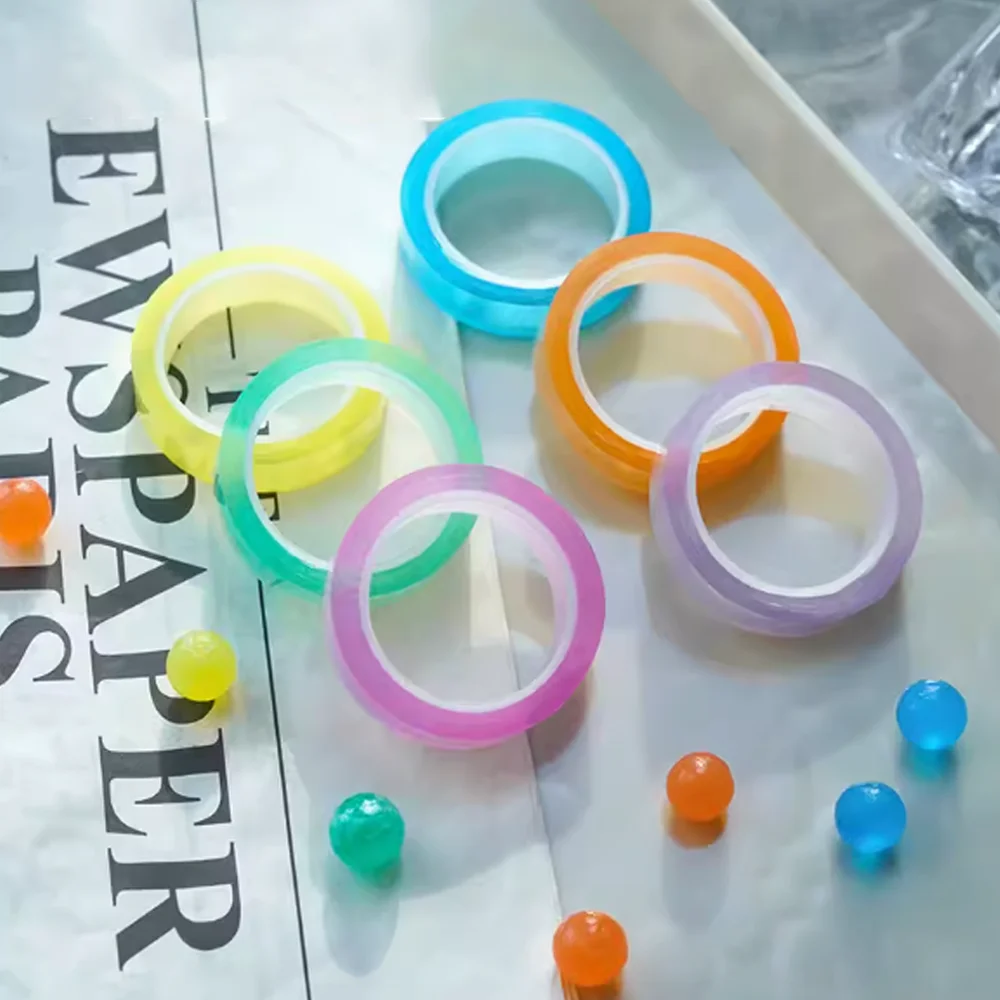 6 Color Ice Crystal Transparent Sticky Balls Set DIY Thread Pulling Adhesive Tape Stress Relief Fun Activity for All Ages