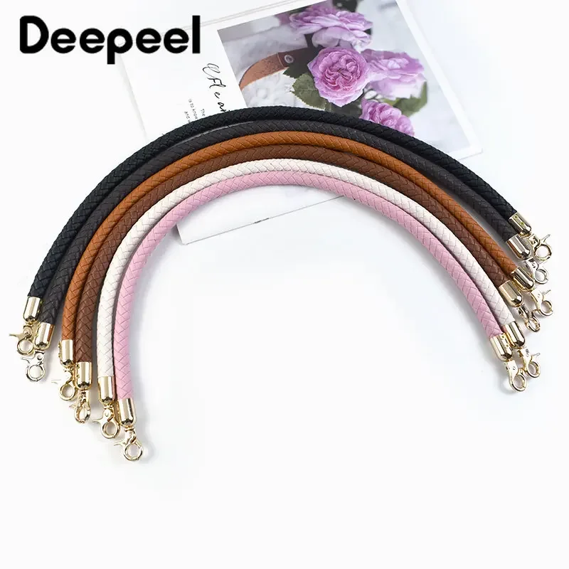 2Pc 30/40/60cm Colored Bag Handle Replace Leather Shoulder Strap Fashion Handbag Weave PU Chain Metal Buckle Handles Accessories