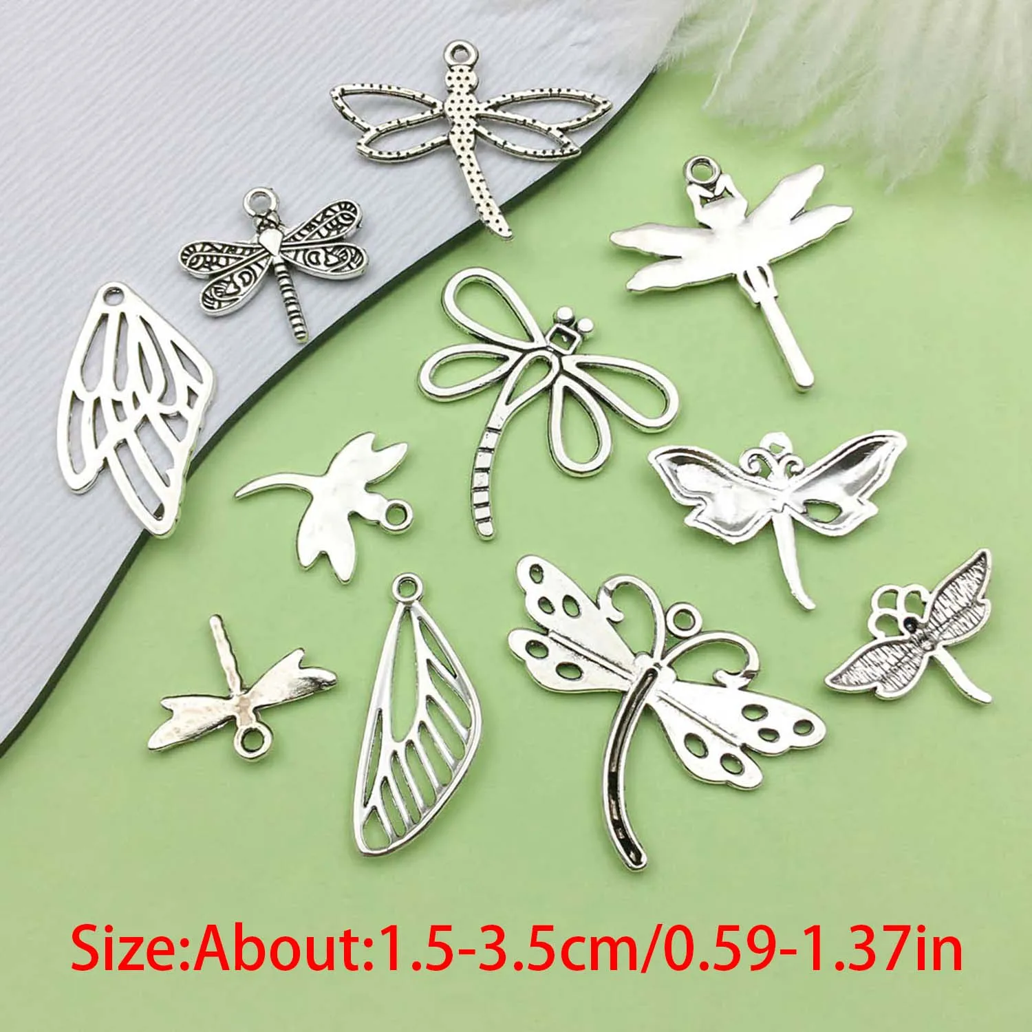 20/22pcs Antique Silvery Dragonfly Design Charms Alloy Insect Pendants For DIY Bracelet Necklace Jewelry Making Accessories