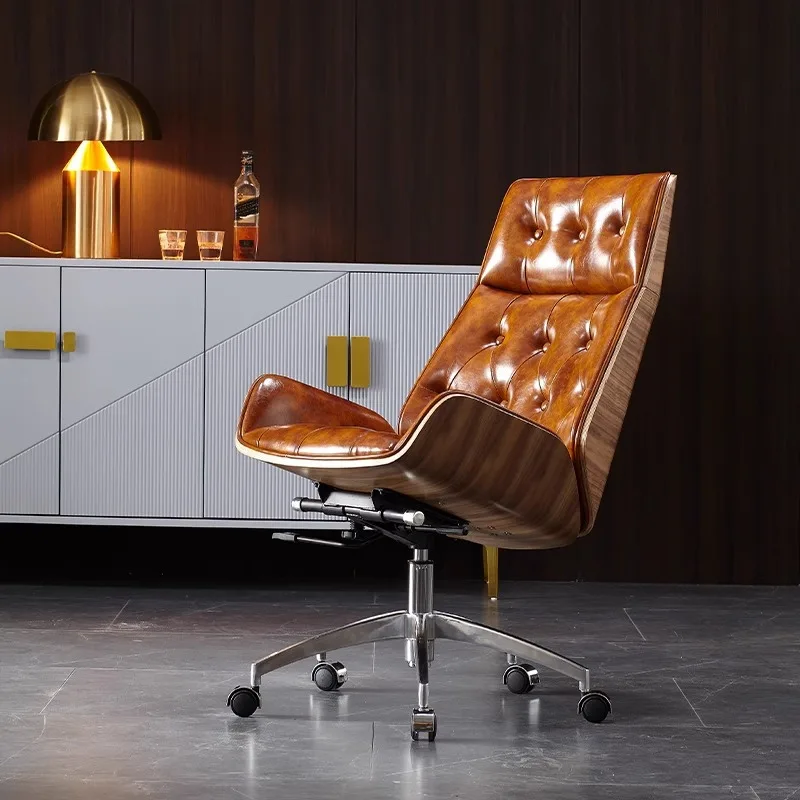 Comfortable First-layer Cowhide Office Chair Boss Chair Light Luxury Large Class Computer Chair Study