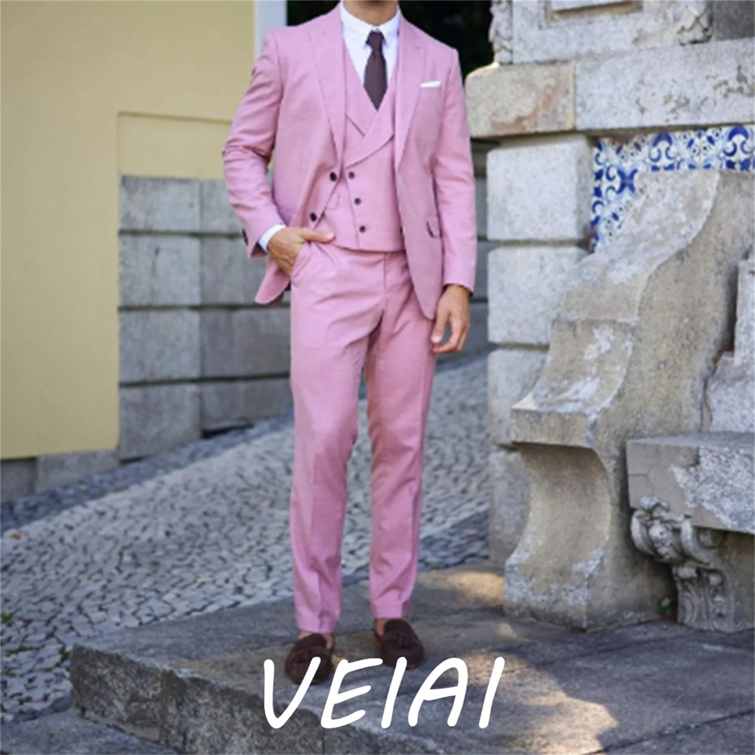 

Customized New Arrival Peak Lapel Coat Formal Men's Suits Slim Fit Wedding Tuxedos 3 Pieces Jacket+Pants+Vest Groom Tuxedos