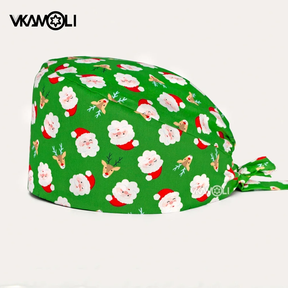 Surgical Hats Working Cap For Women Men Christmas Santa claus Prints Nursing Scrub hat Christmas hat medical uniform