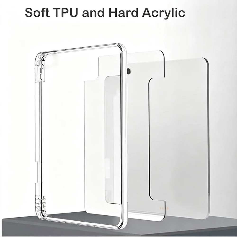 For Samsung Galaxy Tab A8 A9 A11 S6 S9 S10 FE Lite 10.4 10.5 10.9 11 X231 X210 Transparent Acrylic Case , Auto Wake/Sleep Cover